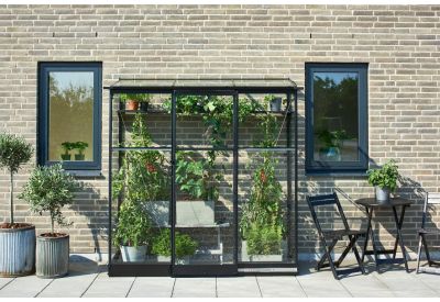 ROYAL WELL Qube Lean-to 26, zwart, veiligheidsglas 3mm 