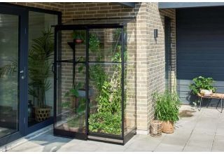 ROYAL WELL Qube Lean-to 24, zwart, veiligheidsglas 3mm