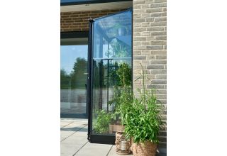 ROYAL WELL Qube Lean-to 24, zwart, veiligheidsglas 3mm