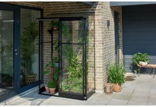 ROYAL WELL Qube Lean-to 24, zwart, veiligheidsglas 3mm