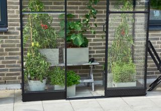 ROYAL WELL Qube Lean-to 26, zwart, veiligheidsglas 3mm 