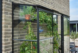 ROYAL WELL Qube Lean-to 26, zwart, veiligheidsglas 3mm 