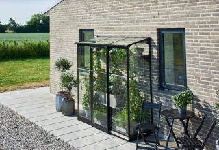 ROYAL WELL Qube Lean-to 26, zwart, veiligheidsglas 3mm 